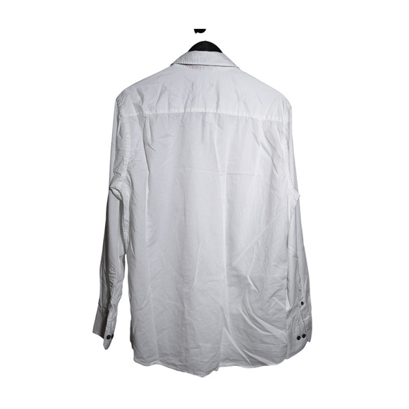Van Heusen Mens White Slim Fit Button Down Shirt L 100% Cotton Black Buttons EUC - Picture 3 of 9